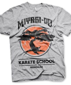Miyagi-Do Karate School T-Shirt Cobra Kai TV-serie TV Show t-skjorte t-shirt grå Grey Nerdeportalen